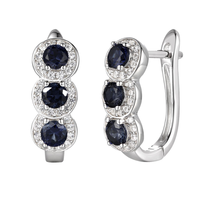 10K Genuine Gemstone & 1/4 ct tw Diamond Hinged Hoop Earring