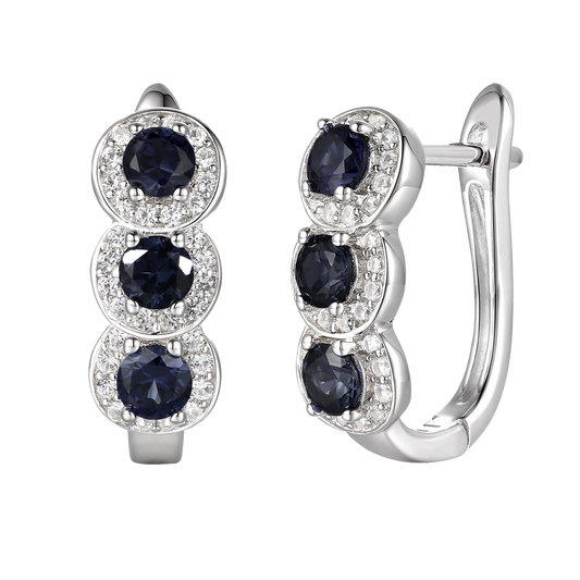 10K Genuine Gemstone & 1/4 ct tw Diamond Hinged Hoop Earring