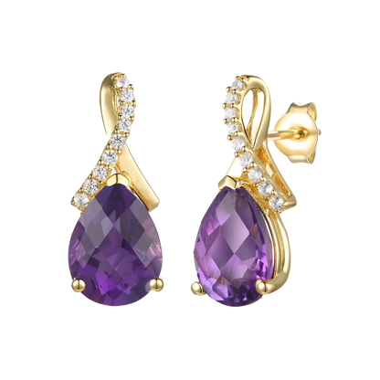 Sterling Silver Gemstone Pear Drop Earrings