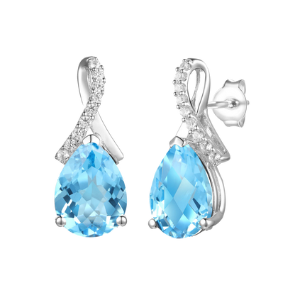 Sterling Silver Gemstone Pear Drop Earrings