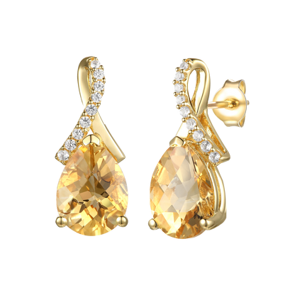 Sterling Silver Gemstone Pear Drop Earrings