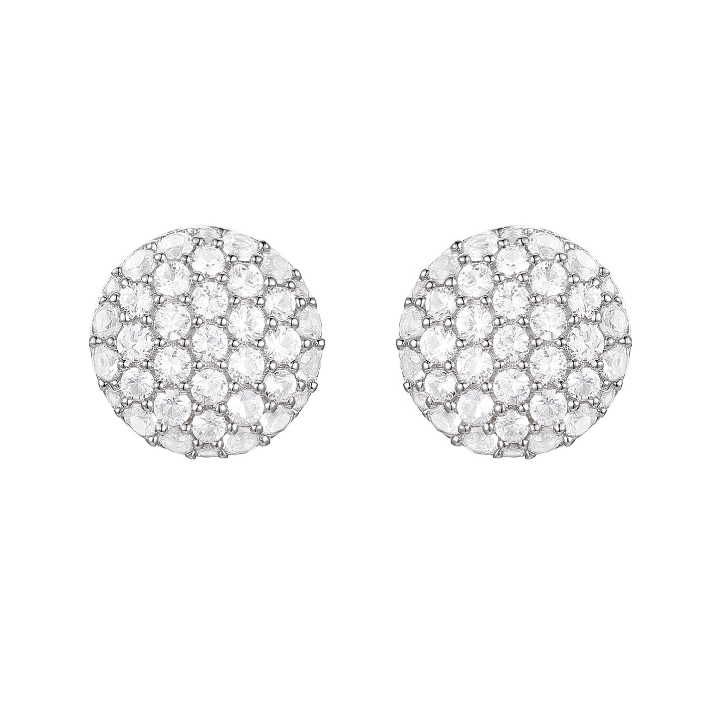 Sterling Silver 1/2 ct tw Diamond Round Shape Pavé Stud Earring (I-I2)