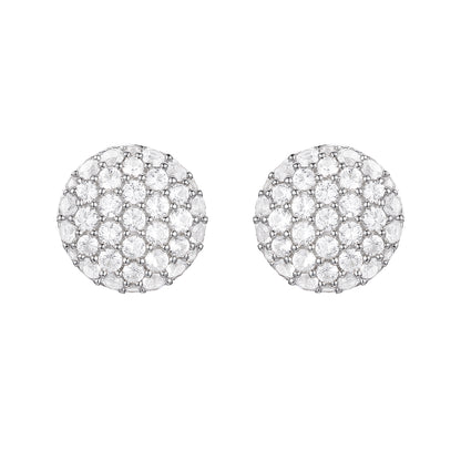 Sterling Silver 1/2 ct tw Diamond Round Shape Pavé Stud Earring (I-I2)