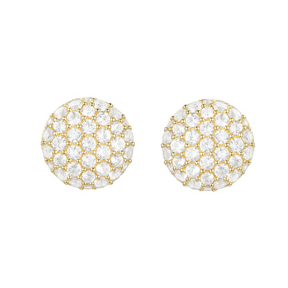 14K Yellow Gold over Sterling Silver 1/2 ct tw Diamond Round Shape Pavé Stud Earring (I-I2)