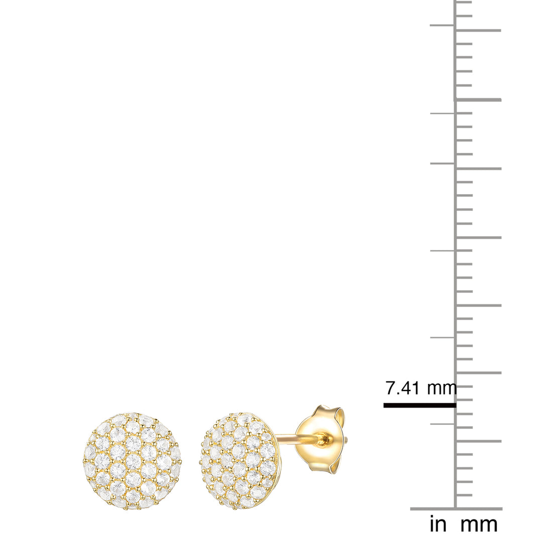 14K Yellow Gold over Sterling Silver 1/2 ct tw Diamond Round Shape Pavé Stud Earring (I-I2)