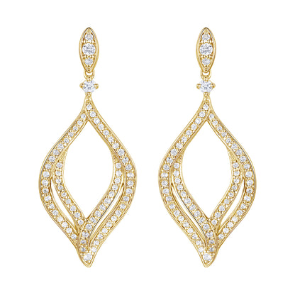 14K Yellow Gold over Sterling Silver 1/2 ct tw Diamond Dangle Earring (I-I2)