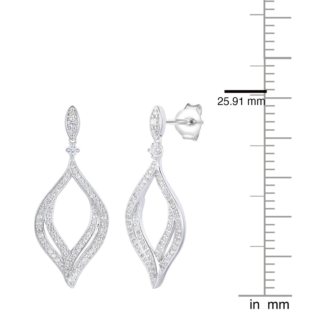 Sterling Silver 1/2 ct tw Diamond Dangle Earring (I-I2)