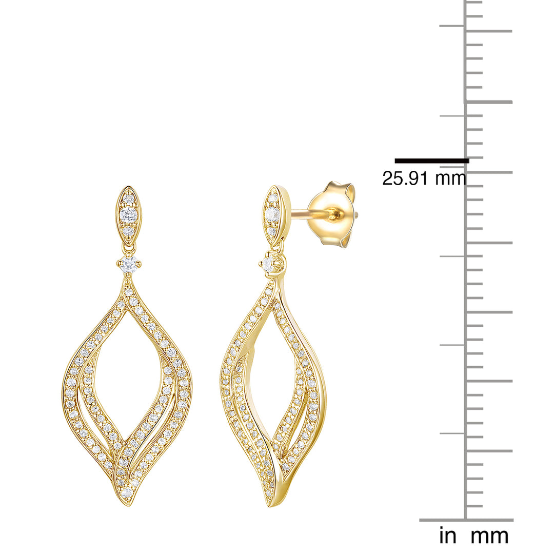 14K Yellow Gold over Sterling Silver 1/2 ct tw Diamond Dangle Earring (I-I2)