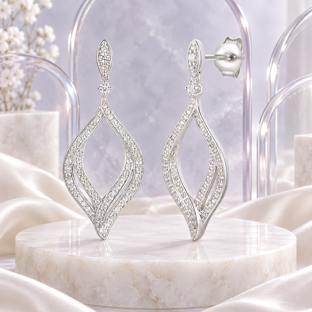 Sterling Silver 1/2 ct tw Diamond Dangle Earring (I-I2)