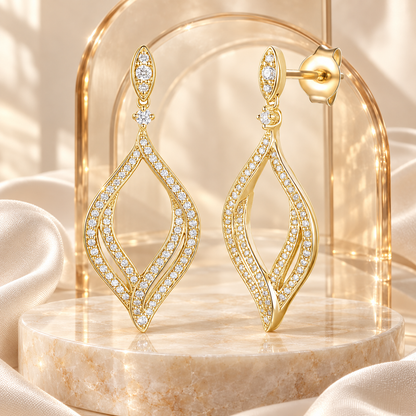14K Yellow Gold over Sterling Silver 1/2 ct tw Diamond Dangle Earring (I-I2)