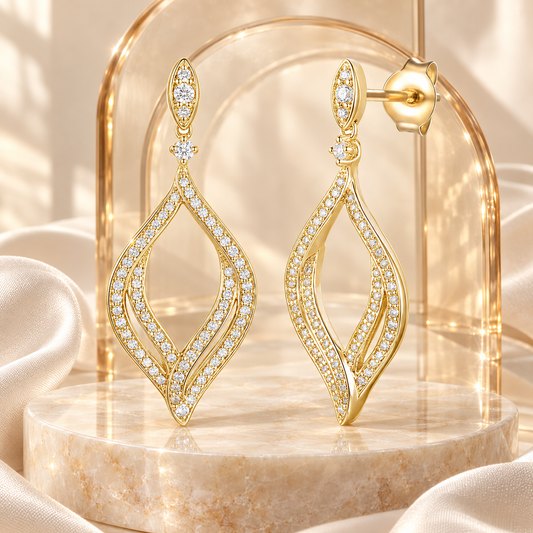 14K Yellow Gold over Sterling Silver 1/2 ct tw Diamond Dangle Earring (I-I2)