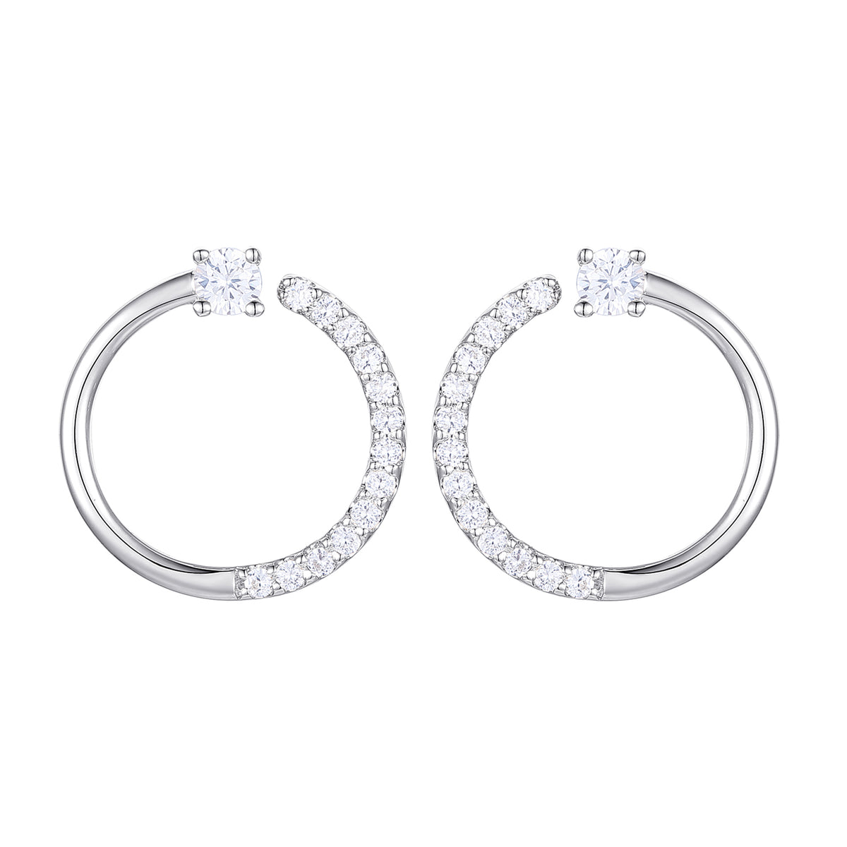 Sterling Silver 1/4 ct tw Diamond Open Circle Earring (I-I2)