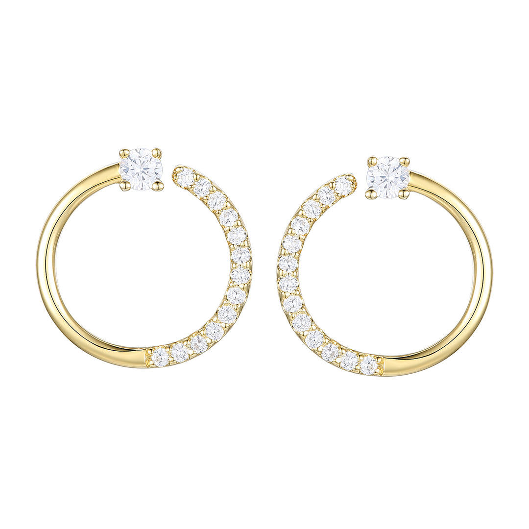 14K Yellow Gold over Sterling Silver 1/4 ct tw Diamond Open Circle Earring (I-I2)