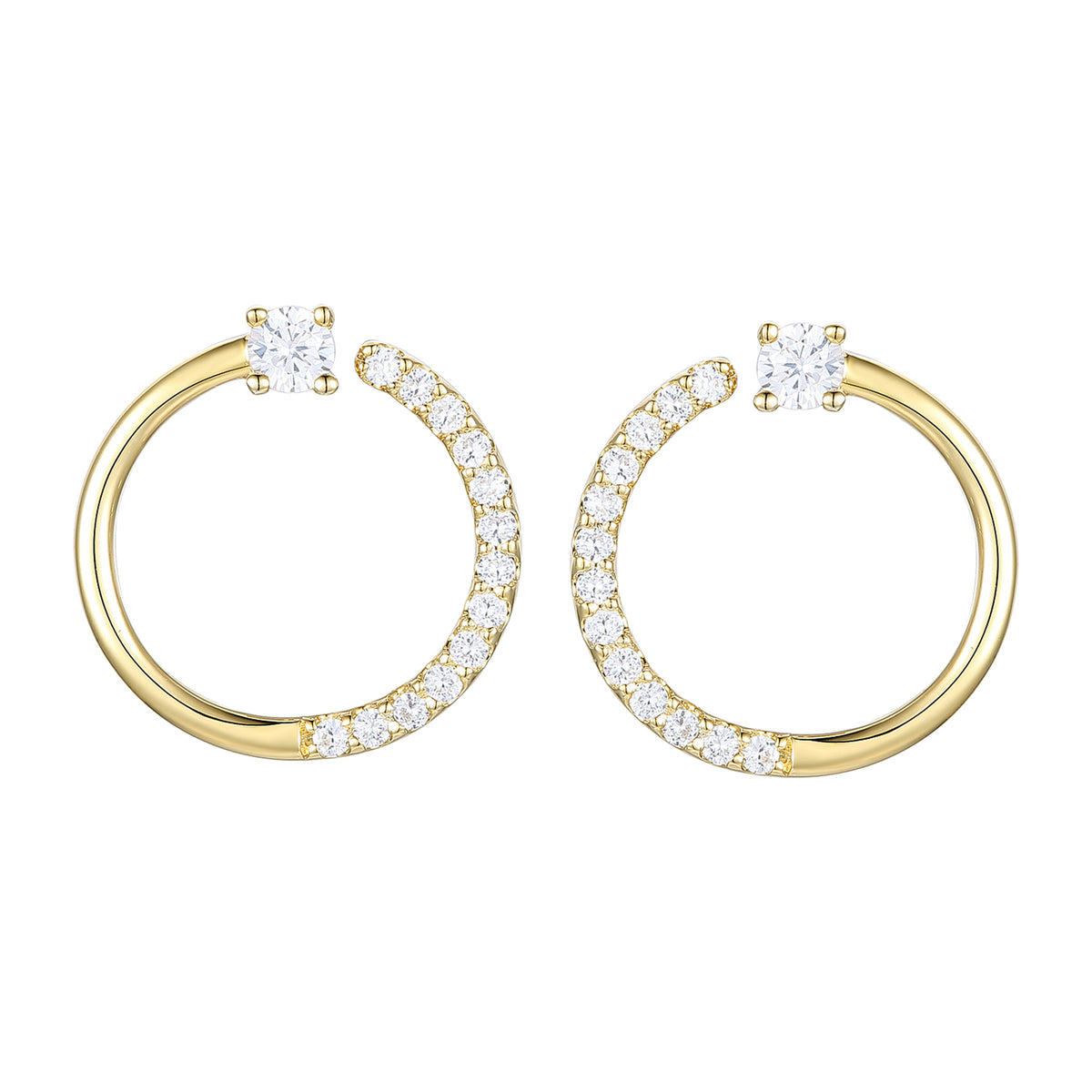 14K Yellow Gold over Sterling Silver 1/4 ct tw Diamond Open Circle Earring (I-I2)