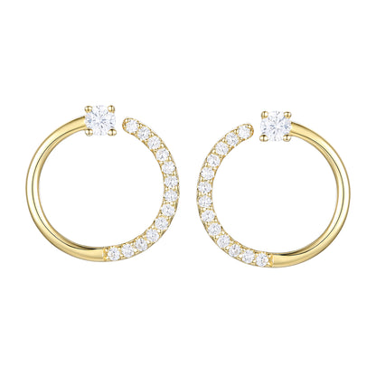 14K Yellow Gold over Sterling Silver 1/4 ct tw Diamond Open Circle Earring (I-I2)