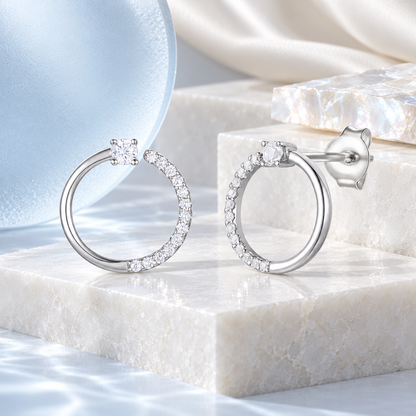 Sterling Silver 1/4 ct tw Diamond Open Circle Earring (I-I2)