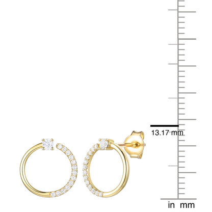 14K Yellow Gold over Sterling Silver 1/4 ct tw Diamond Open Circle Earring (I-I2)
