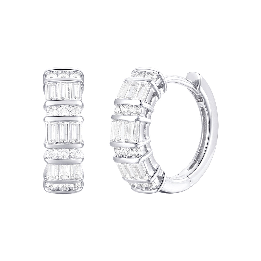 10K White Gold 1/2 ct tw Diamond Channel Set Huggie Hoop Earring (I-I2)