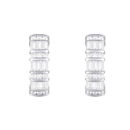 10K White Gold 1/2 ct tw Diamond Channel Set Huggie Hoop Earring (I-I2)