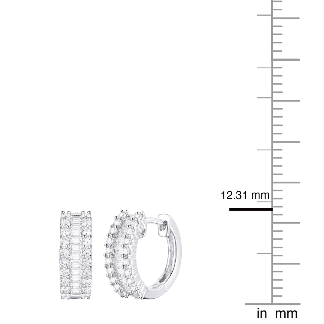 10K White Gold 1/2 ct tw Diamond Huggie Hoop Earring (I-I2)