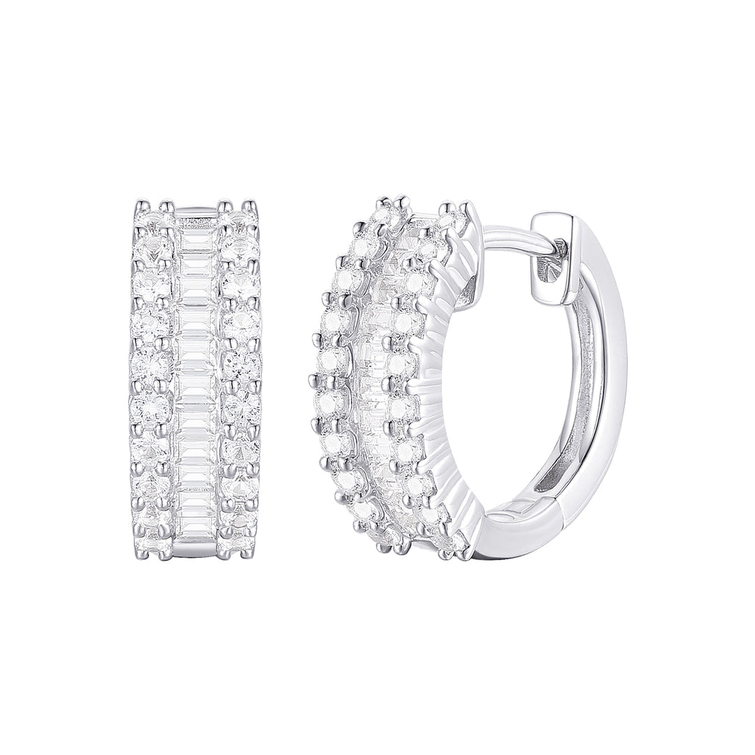 10K White Gold 1/2 ct tw Diamond Huggie Hoop Earring (I-I2)