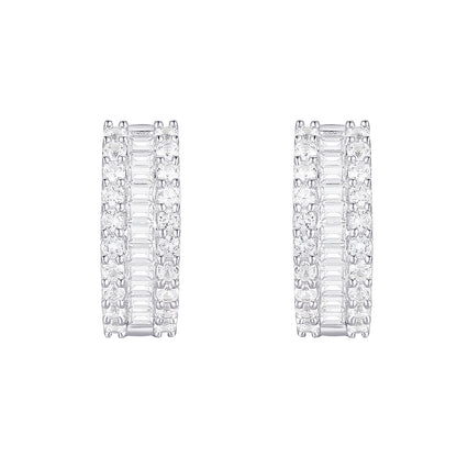 10K White Gold 1/2 ct tw Diamond Huggie Hoop Earring (I-I2)