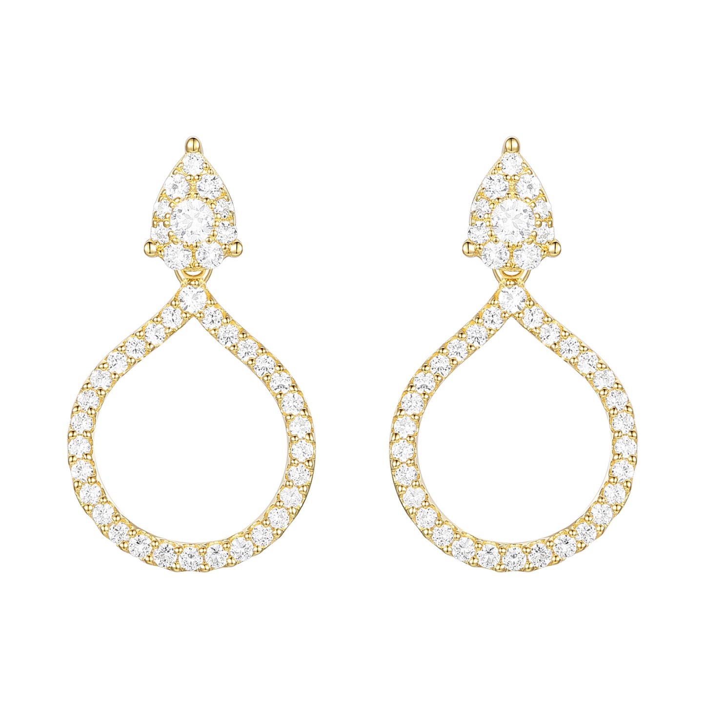 14K Yellow Gold over Sterling Silver 1/2 ct tw Diamond Drop Earring (I-I2)