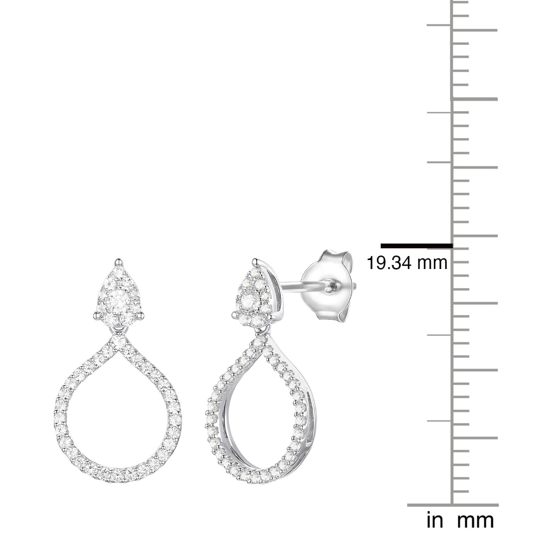 Sterling Silver 1/2 ct tw Diamond Drop Earring (I-I2)