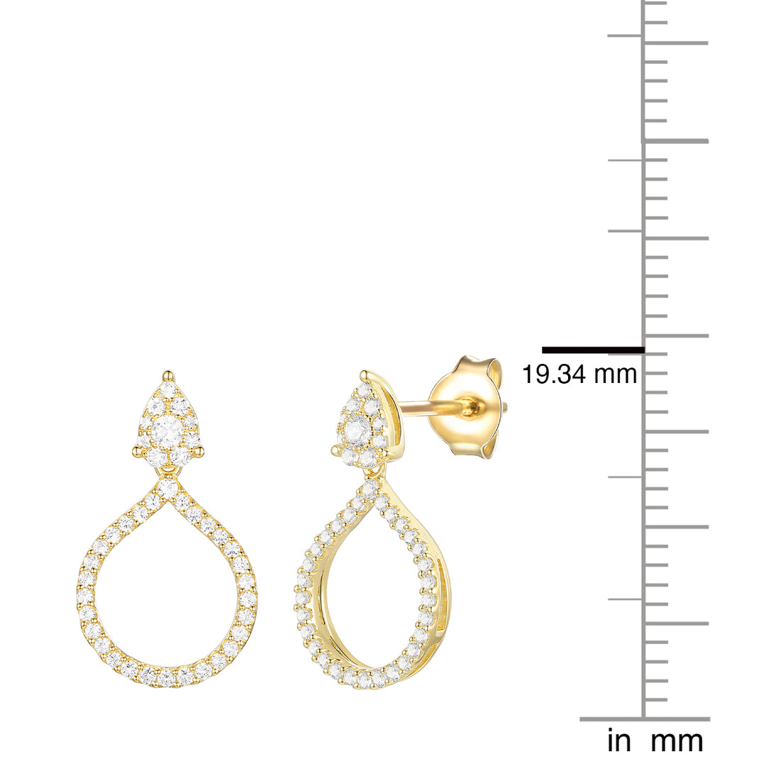 14K Yellow Gold over Sterling Silver 1/2 ct tw Diamond Drop Earring (I-I2)