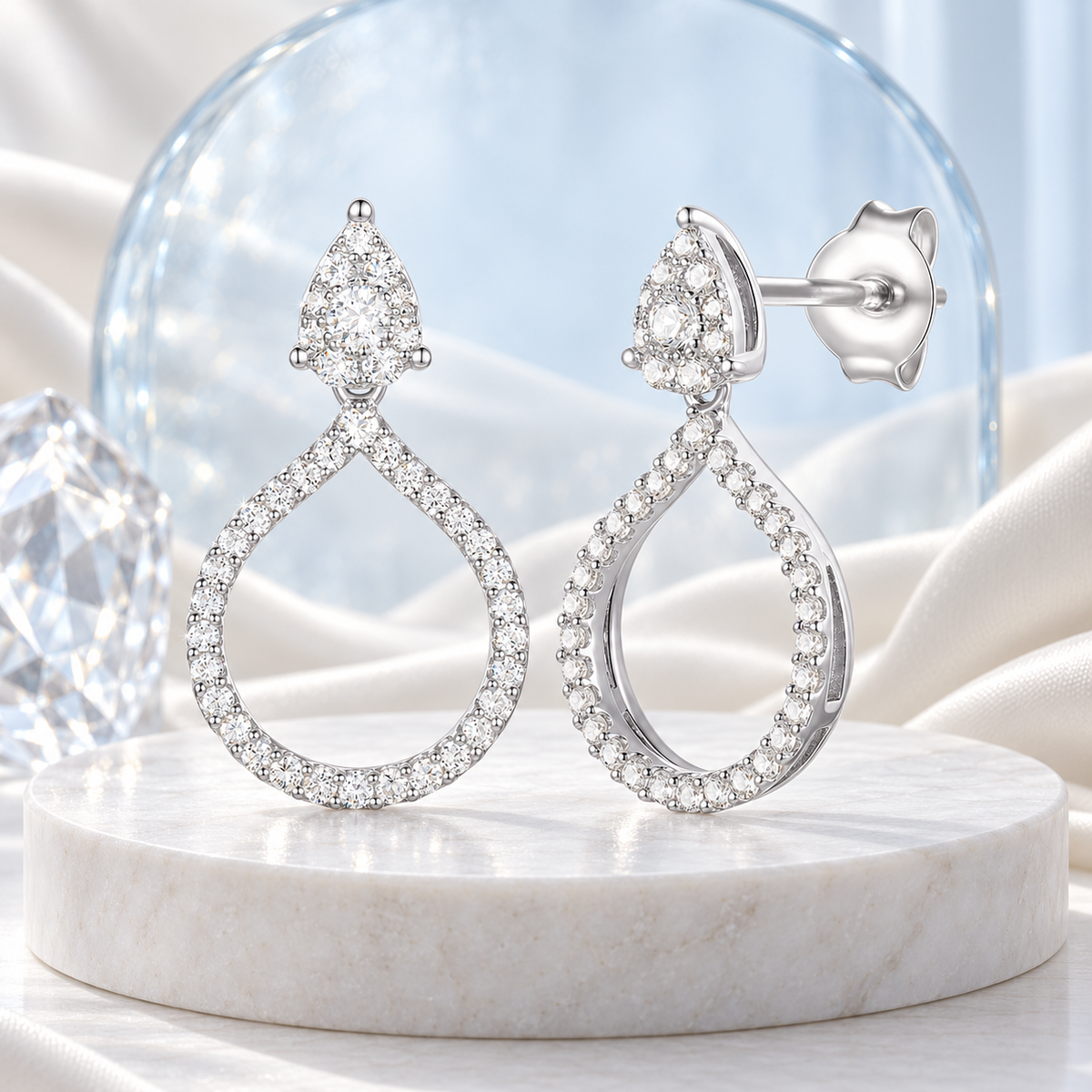 Sterling Silver 1/2 ct tw Diamond Drop Earring (I-I2)