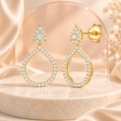 14K Yellow Gold over Sterling Silver 1/2 ct tw Diamond Drop Earring (I-I2)