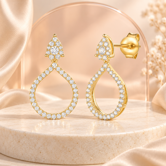 14K Yellow Gold over Sterling Silver 1/2 ct tw Diamond Drop Earring (I-I2)