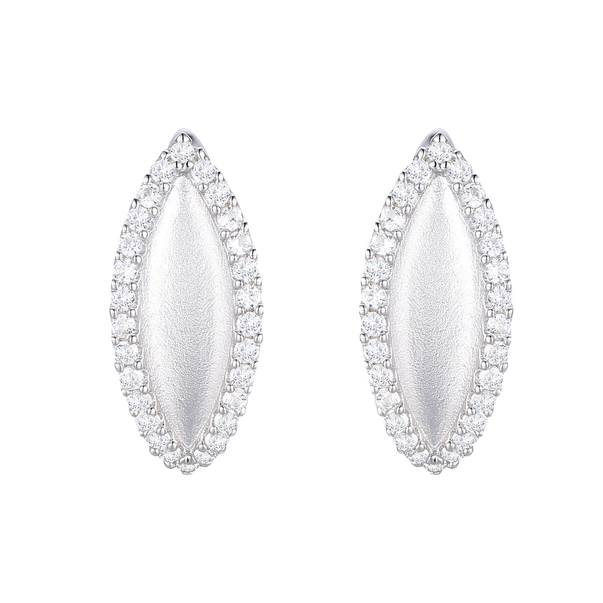 10K White Gold 1/4 ct tw Diamond Satin Leaf Hinged Hoop Earring (I-I2)