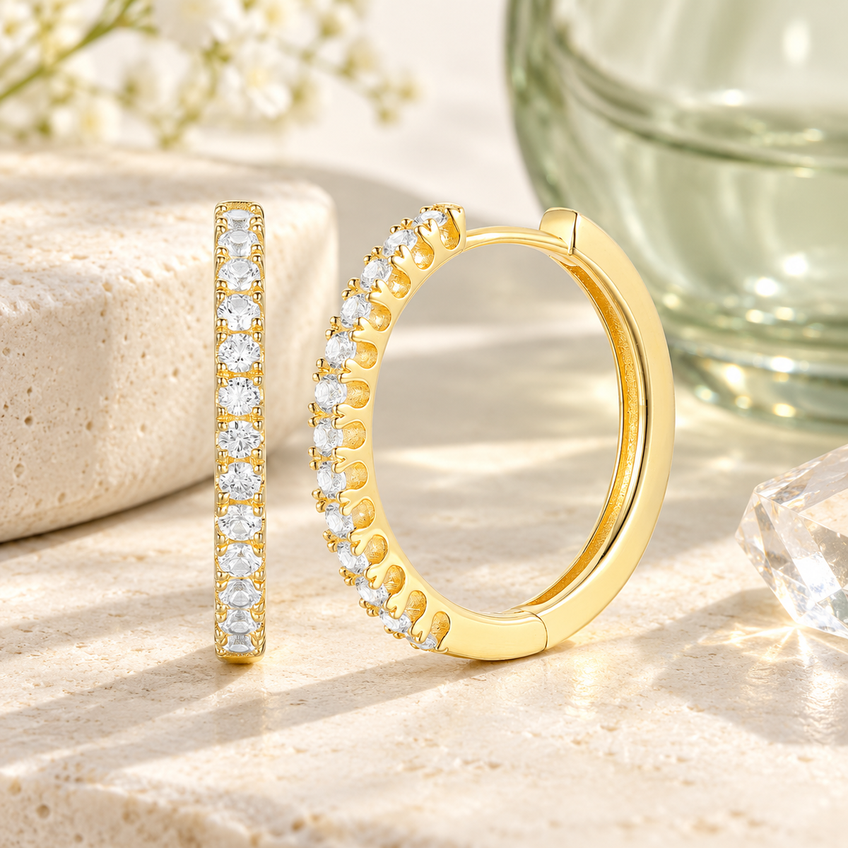 10K Yellow Gold 1/4 ct tw Diamond Hoop Earring (I-I2)