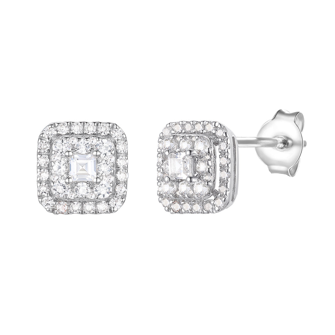 10K White Gold 5/8 ct tw Diamond Multi Diamond Square Shape Studs (I-I2)