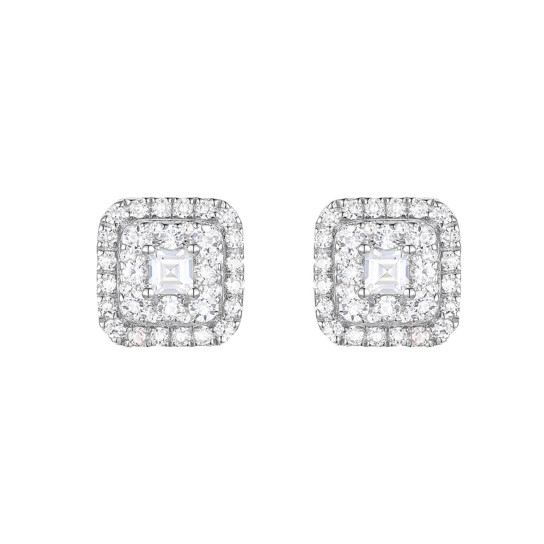 10K White Gold 5/8 ct tw Diamond Multi Diamond Square Shape Studs (I-I2)