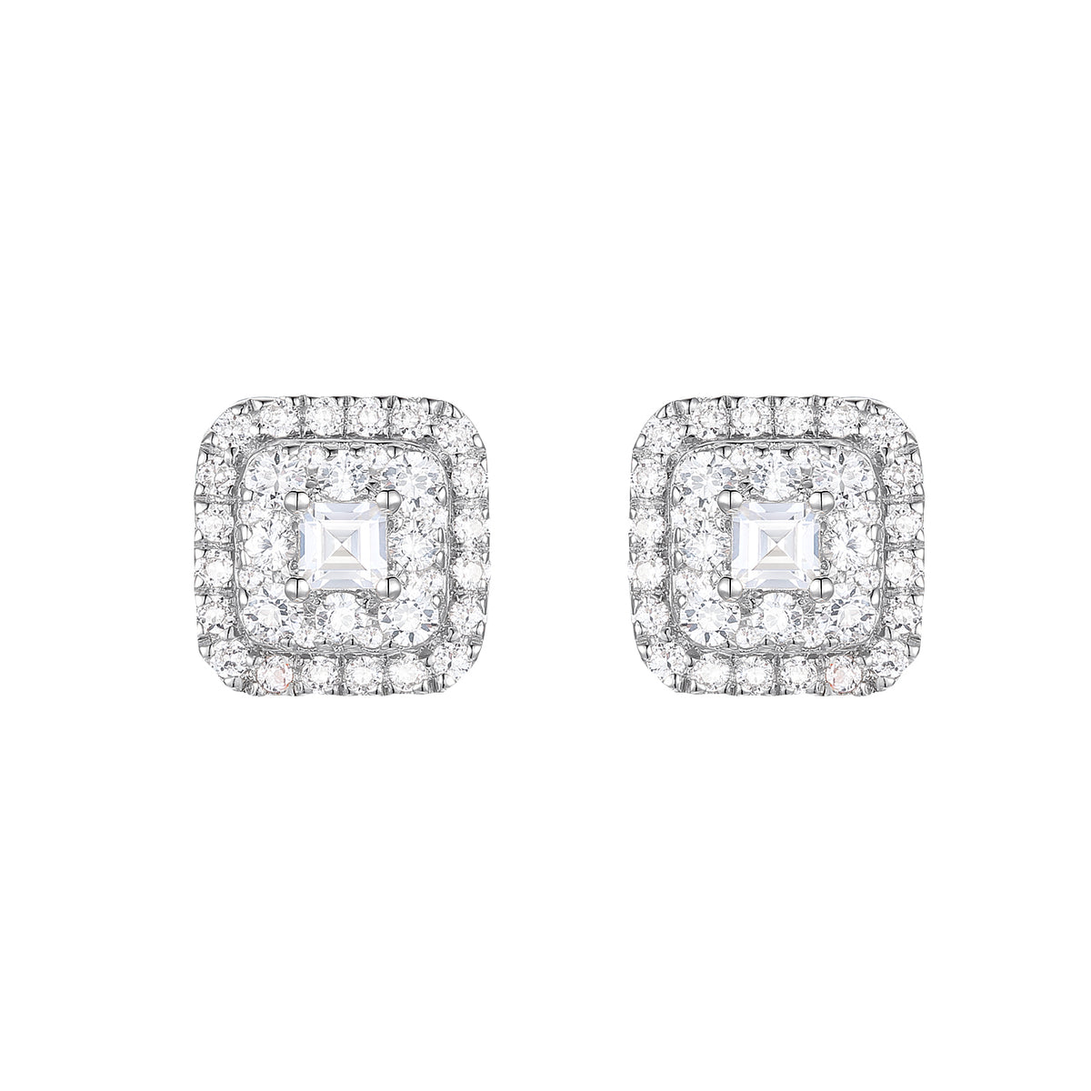 10K White Gold 5/8 ct tw Diamond Multi Diamond Square Shape Studs (I-I2)