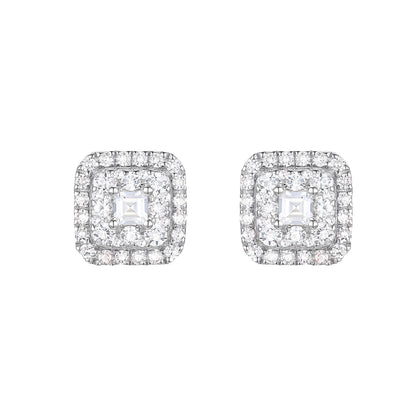 10K White Gold 5/8 ct tw Diamond Multi Diamond Square Shape Studs (I-I2)