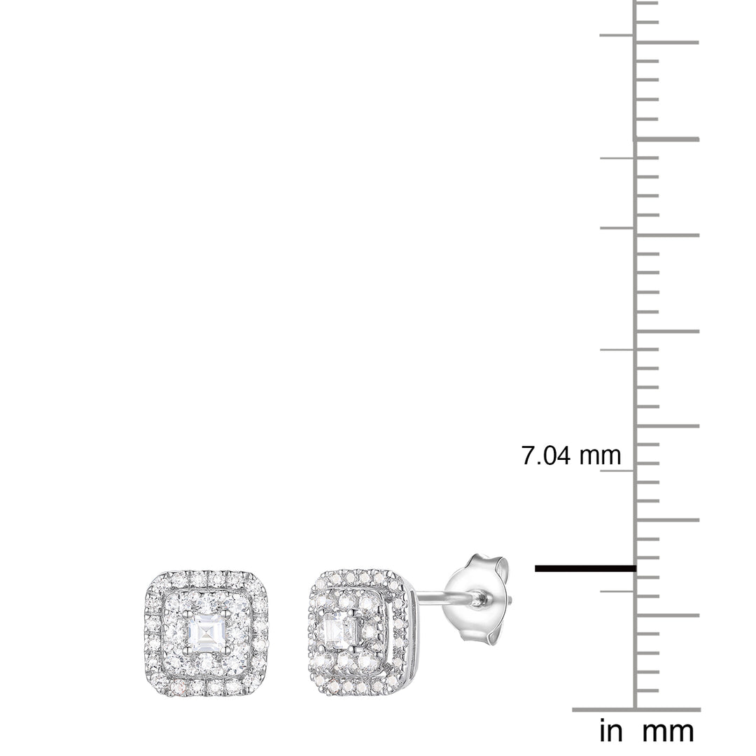 10K White Gold 5/8 ct tw Diamond Multi Diamond Square Shape Studs (I-I2)