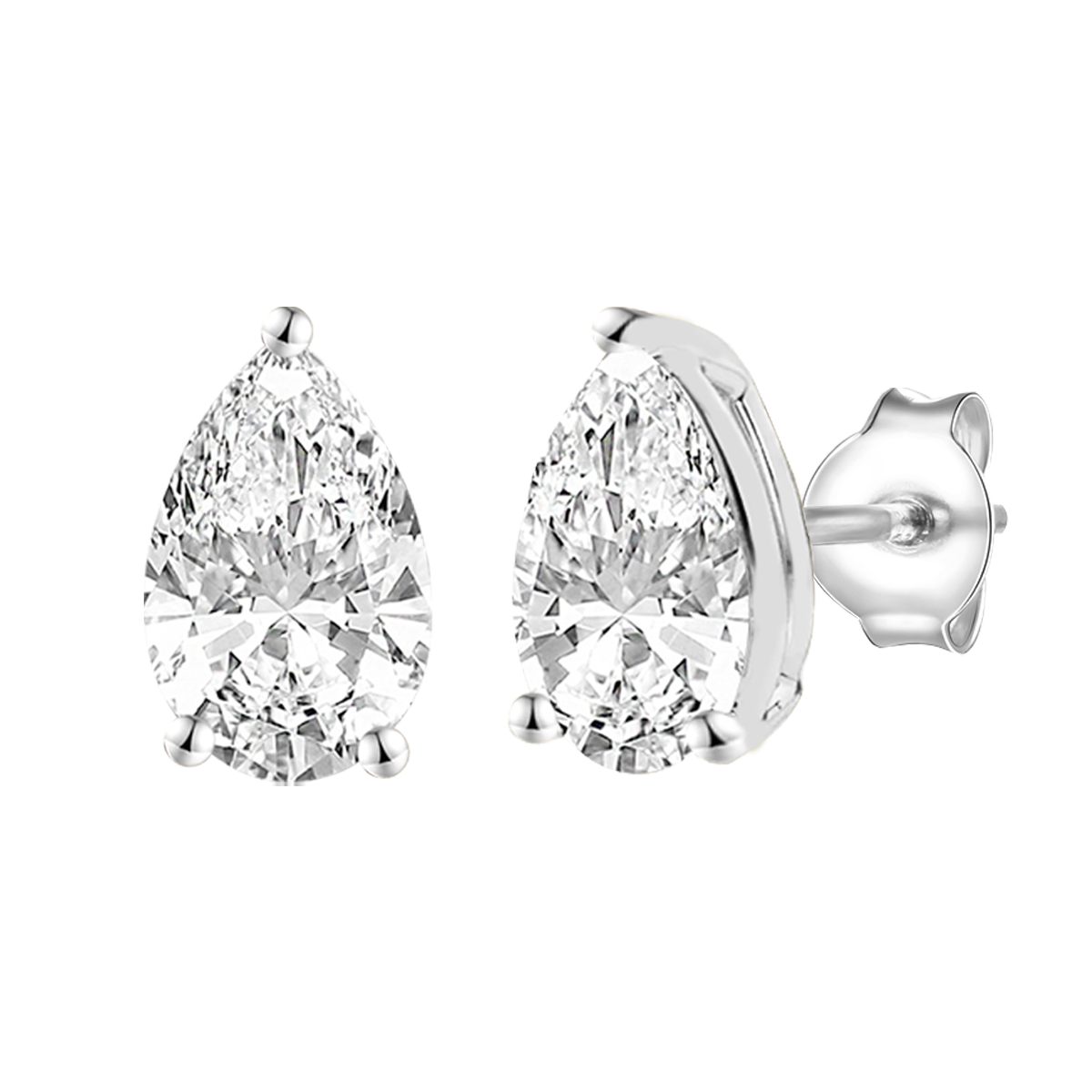 14K Lab Grown Pear Solitaire Earrings F-G VS1-VS2