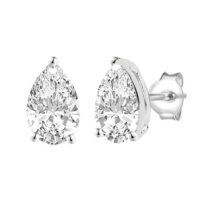 14K Lab Grown Pear Solitaire Earrings F-G VS1-VS2