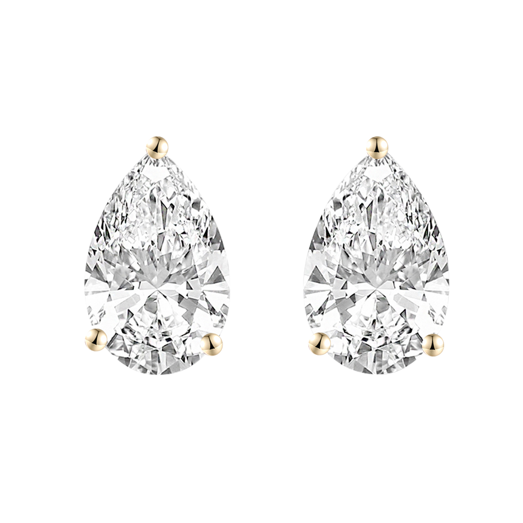 14K Lab Grown Pear Solitaire Earrings F-G VS1-VS2