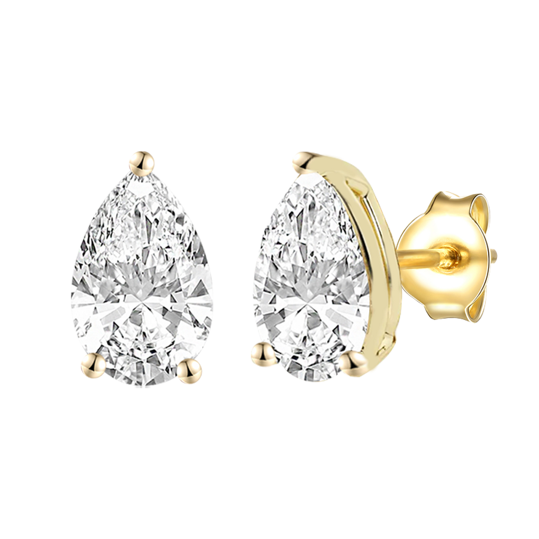 14K Lab Grown Pear Solitaire Earrings F-G VS1-VS2