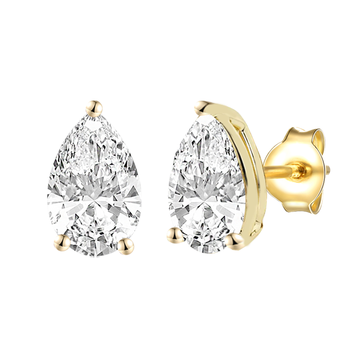 14K Lab Grown Pear Solitaire Earrings F-G VS1-VS2
