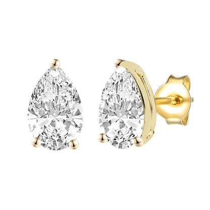 14K Lab Grown Pear Solitaire Earrings F-G VS1-VS2