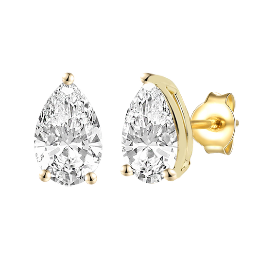 14K Lab Grown Pear Solitaire Earrings F-G VS1-VS2