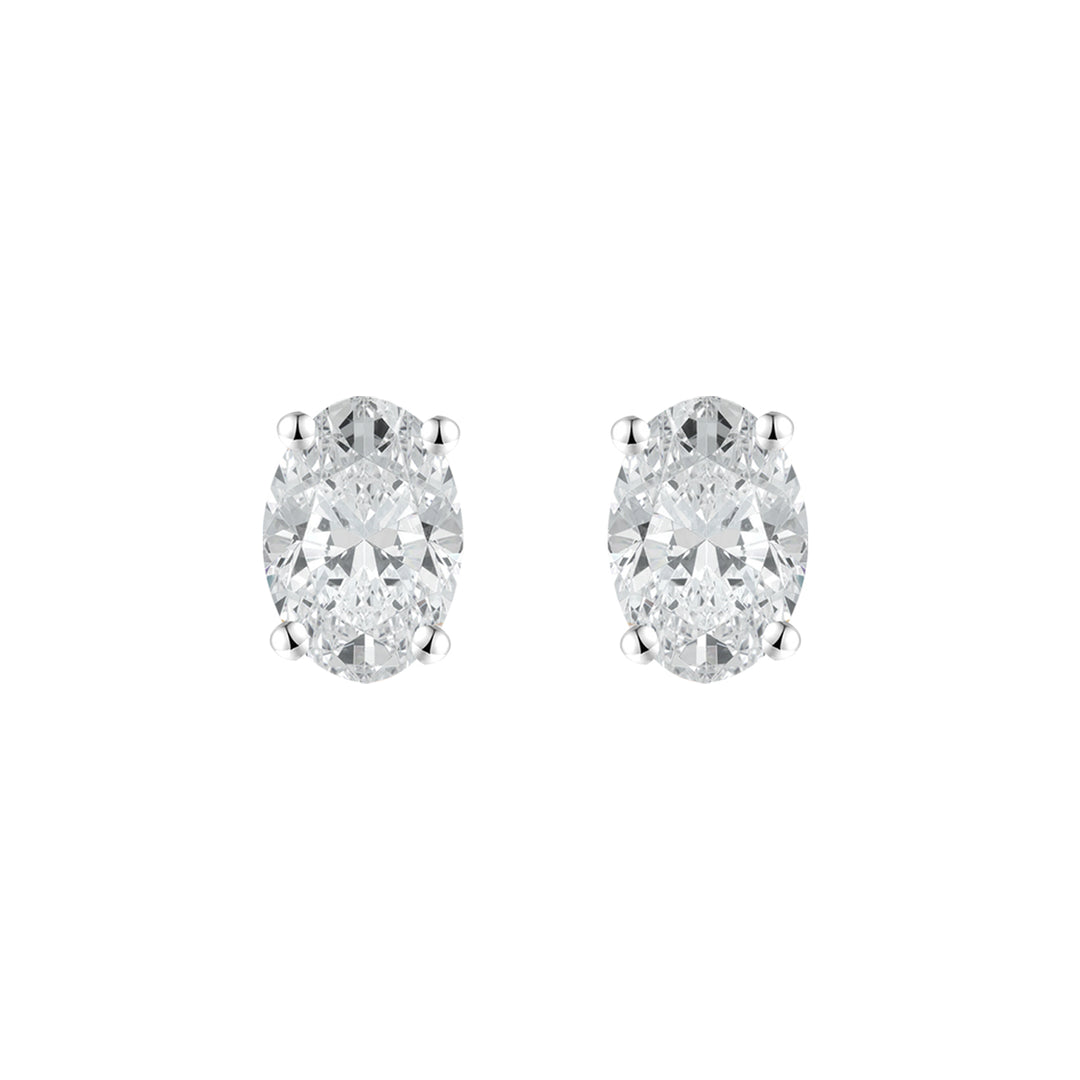 14K Lab Grown Oval Solitaire Earrings F-G VS1-VS2