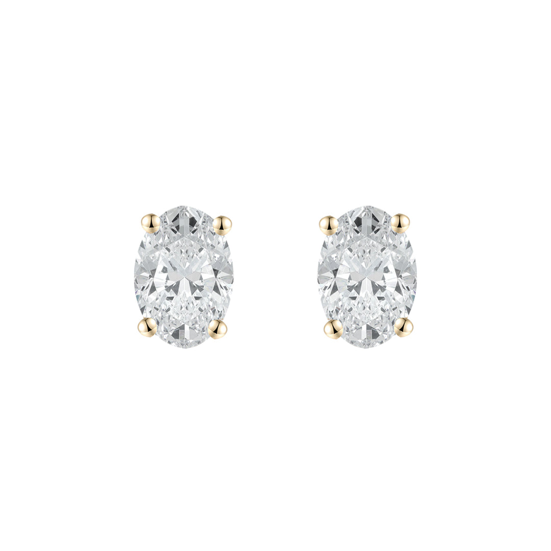 14K Lab Grown Oval Solitaire Earrings F-G VS1-VS2