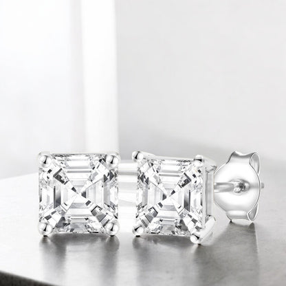 14K Lab Grown Asscher Solitaire Earrings F-G VS1-VS2