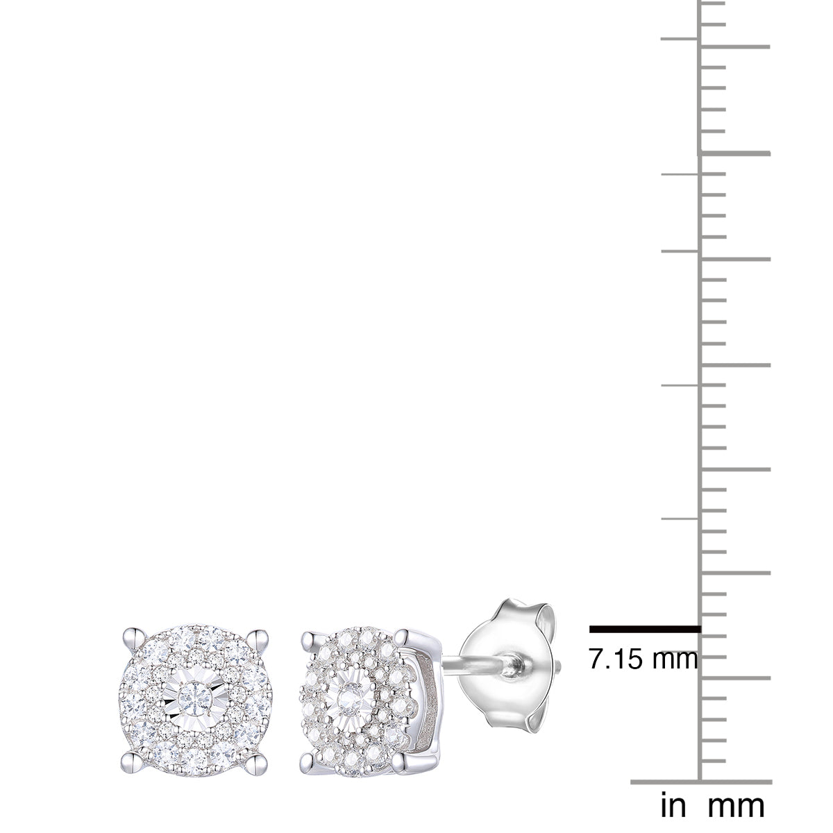 Sterling Silver 1/3 ct tw Diamond Miracle Plate Round Shape Earring (I-I2)